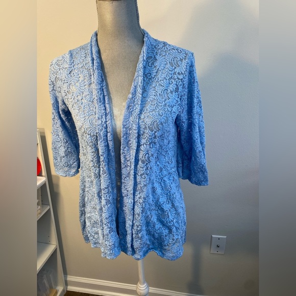 Emi & Ice Baby Blue Medium Lace Cardigan - Picture 2 of 5